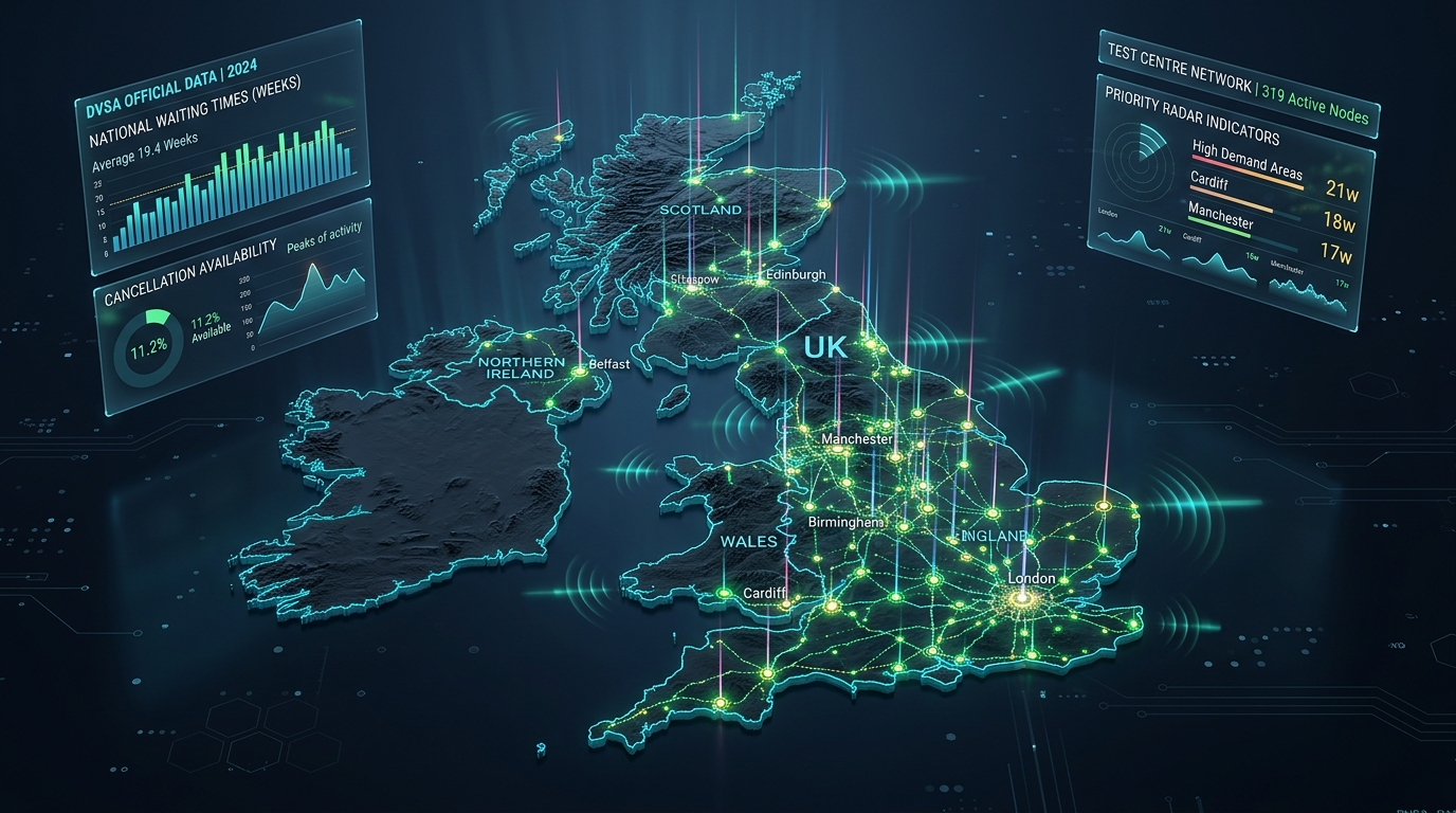 UK 300+ Test Centres Waiting Time Map